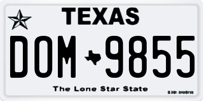 TX license plate DOM9855