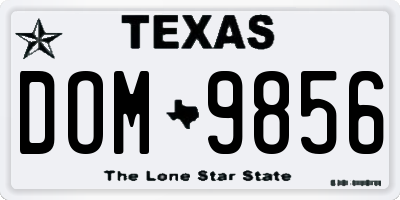 TX license plate DOM9856