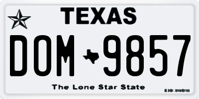 TX license plate DOM9857