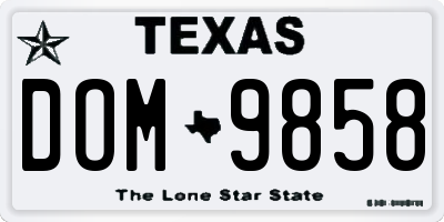 TX license plate DOM9858