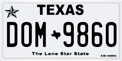 TX license plate DOM9860