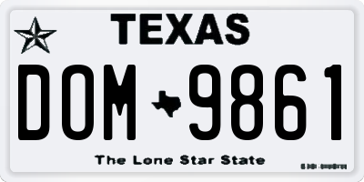 TX license plate DOM9861