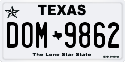 TX license plate DOM9862