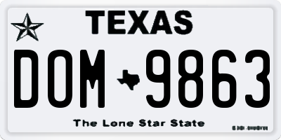 TX license plate DOM9863