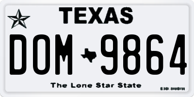 TX license plate DOM9864