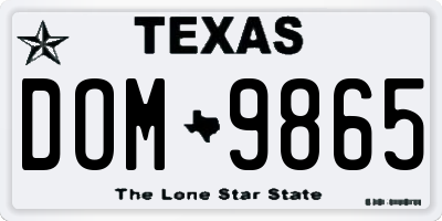 TX license plate DOM9865
