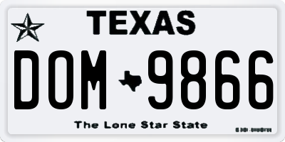 TX license plate DOM9866