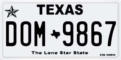 TX license plate DOM9867
