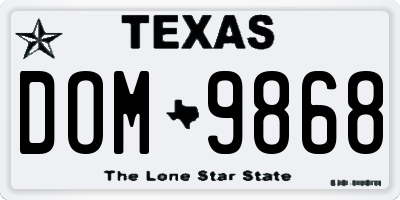 TX license plate DOM9868