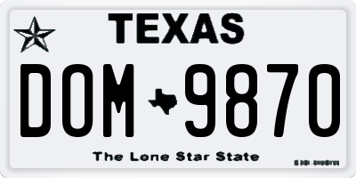 TX license plate DOM9870