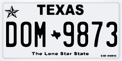 TX license plate DOM9873