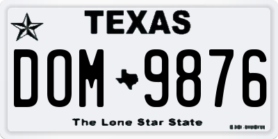 TX license plate DOM9876