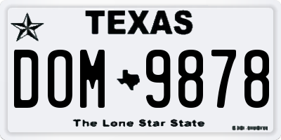 TX license plate DOM9878