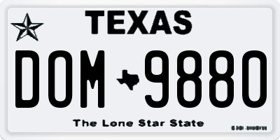 TX license plate DOM9880