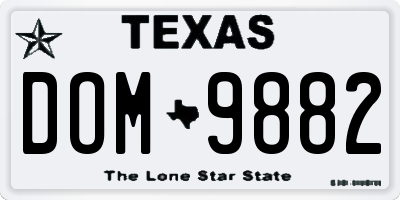 TX license plate DOM9882