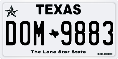 TX license plate DOM9883