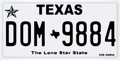 TX license plate DOM9884
