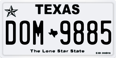TX license plate DOM9885