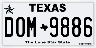 TX license plate DOM9886