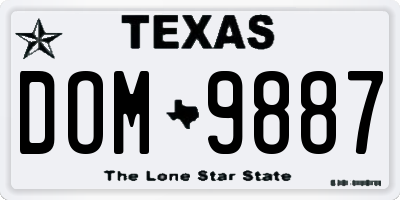 TX license plate DOM9887
