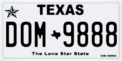 TX license plate DOM9888