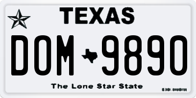 TX license plate DOM9890