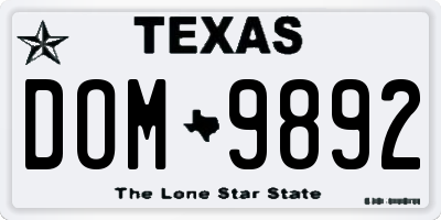 TX license plate DOM9892