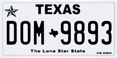 TX license plate DOM9893