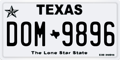 TX license plate DOM9896