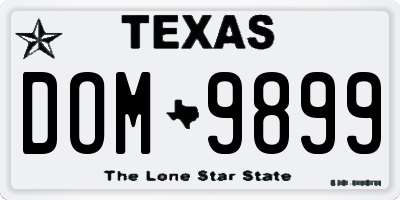 TX license plate DOM9899