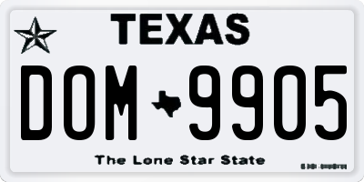 TX license plate DOM9905