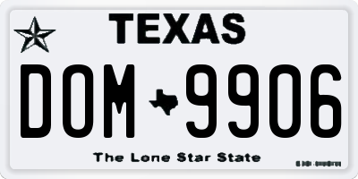 TX license plate DOM9906
