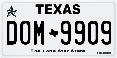 TX license plate DOM9909