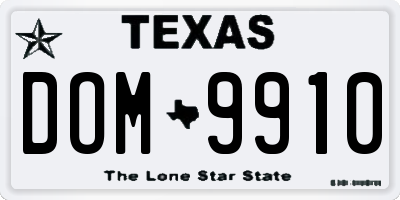 TX license plate DOM9910