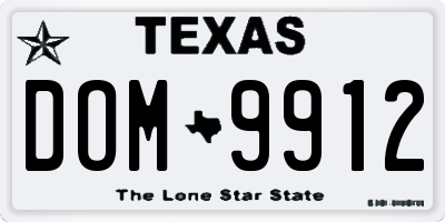 TX license plate DOM9912