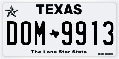 TX license plate DOM9913