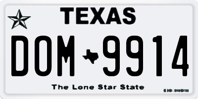 TX license plate DOM9914