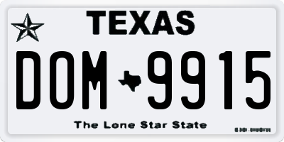 TX license plate DOM9915