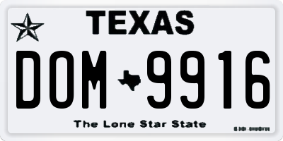 TX license plate DOM9916