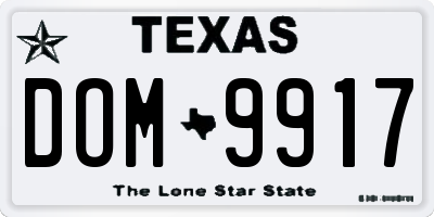 TX license plate DOM9917