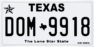 TX license plate DOM9918