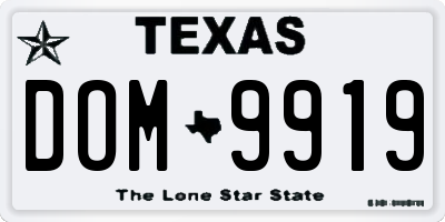 TX license plate DOM9919