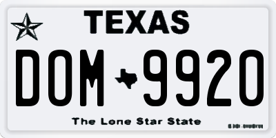 TX license plate DOM9920