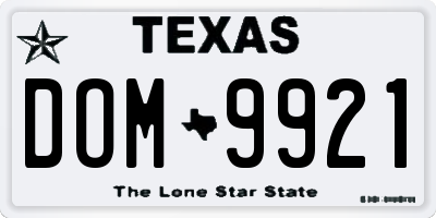 TX license plate DOM9921