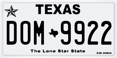 TX license plate DOM9922