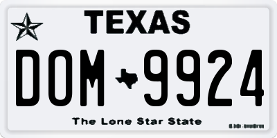 TX license plate DOM9924
