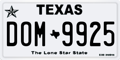 TX license plate DOM9925