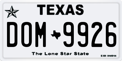 TX license plate DOM9926