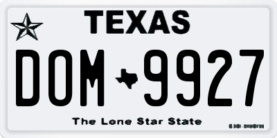 TX license plate DOM9927