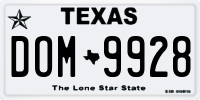 TX license plate DOM9928